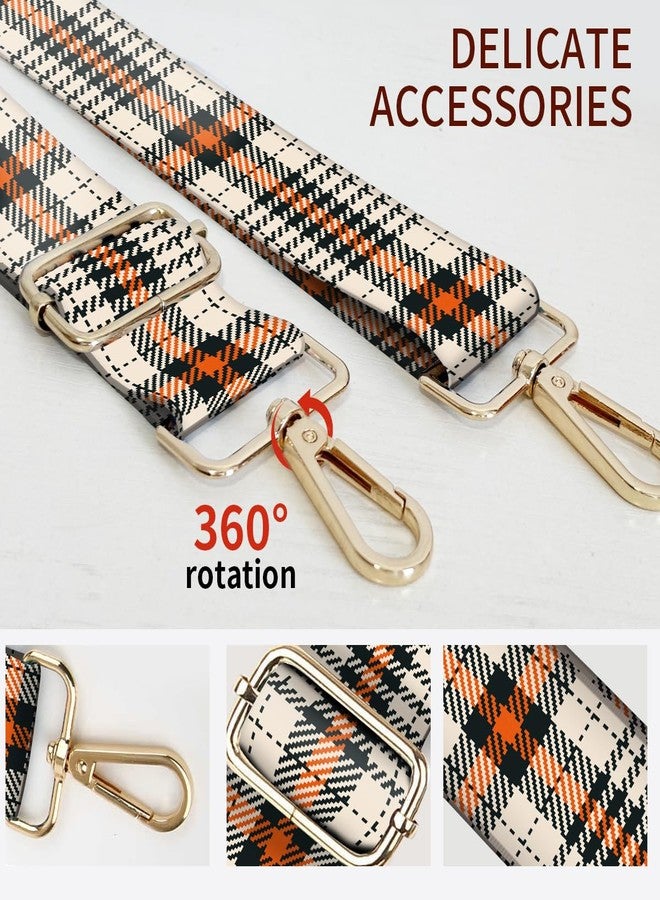 AIOGPD Purse Strap Replacement Crossbody, 3.8cm Wide Shoulder Strap Adjustable Replacement Belt Gold Buckle, Handbag Crossbody Bag Strap Luxury Plaid - Image 2